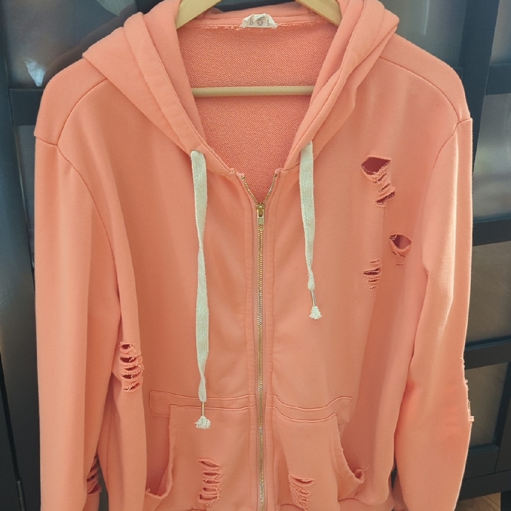 POL Distressed Coral Hoodie